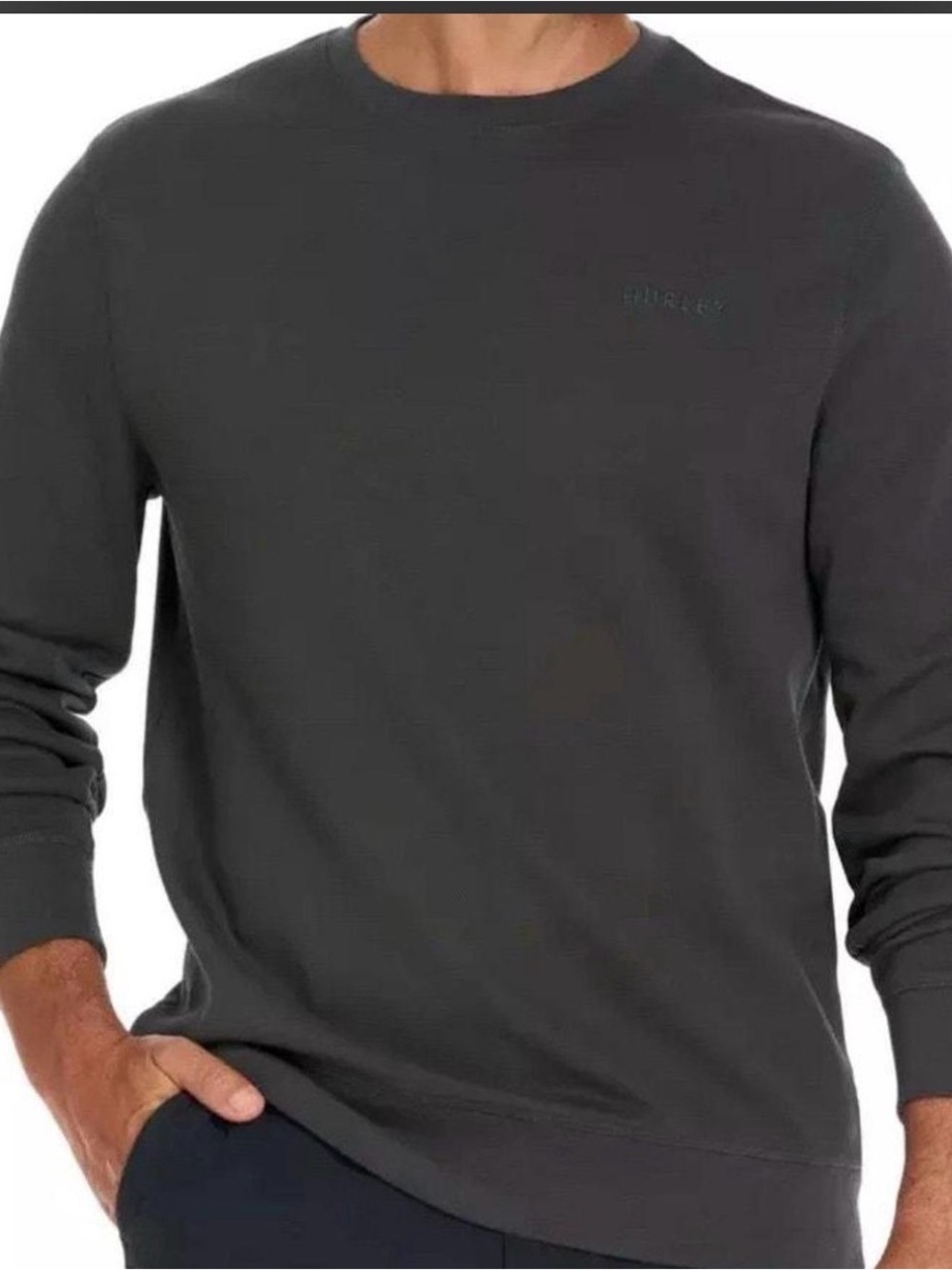 Hurley Men's Long Sleeve Crewneck Sweatshirt, Gray, XL